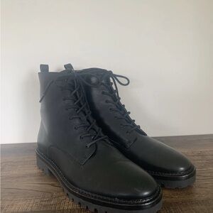 Vince Black Leather Combat Boots